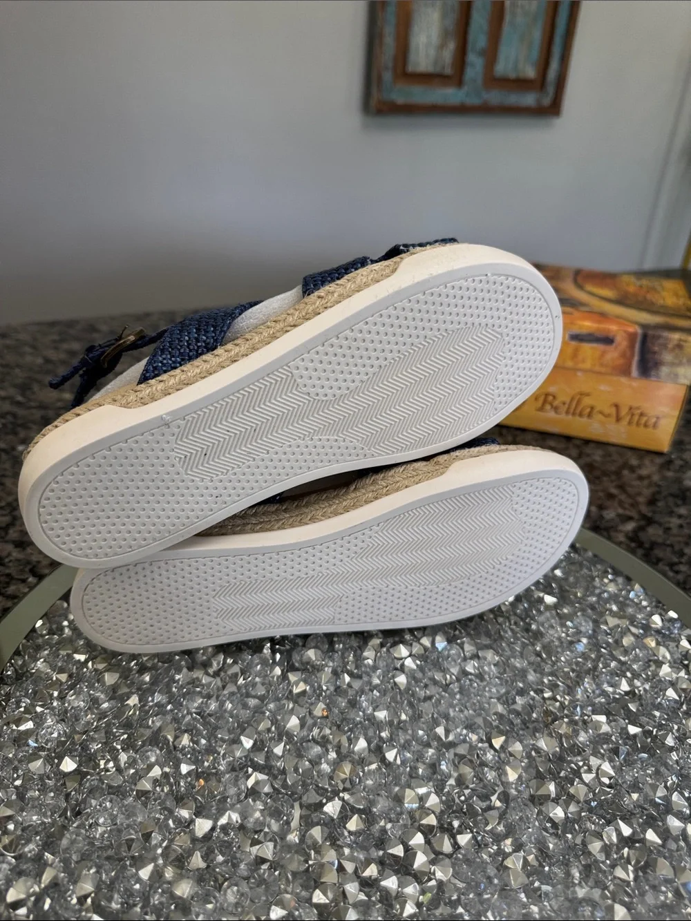 Bella Vita Navy Woven Espadrille Slingback Sandals NEW 7.5